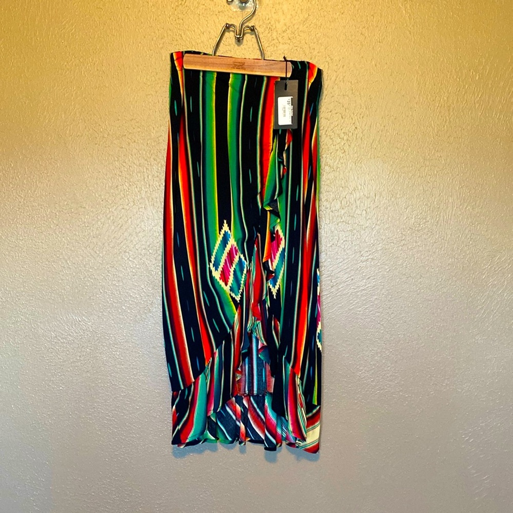 L&B serape ruffle skirt size small western
